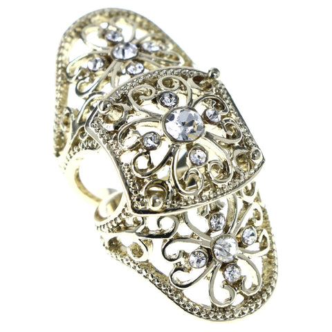Mi Amore Filigree Finger Armor Adjustable-Ring Gold-Tone & Silver-Tone Size: Adjustable