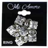 Mi Amore Flower Filigree Adjustable-Ring Silver-Tone Size: Adjustable