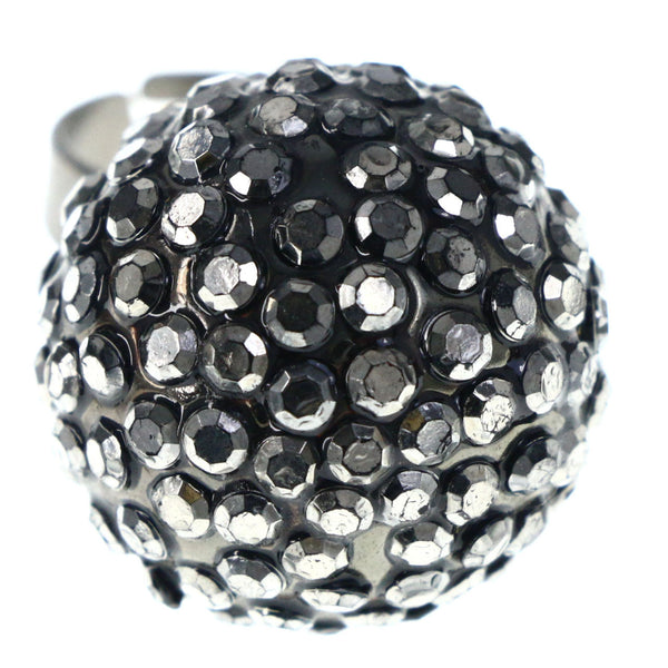 Mi Amore Adjustable-Ring Black/Silver-Tone Size: Adjustable