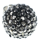 Mi Amore Adjustable-Ring Black/Silver-Tone Size: Adjustable