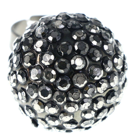 Mi Amore Adjustable-Ring Black/Silver-Tone Size: Adjustable
