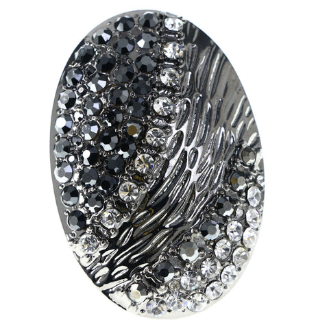 Mi Amore Zebra Stripe Adjustable-Ring Silver-Tone/Black Size: Adjustable