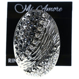 Mi Amore Zebra Stripe Adjustable-Ring Silver-Tone/Black Size: Adjustable