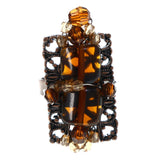 Mi Amore Wire Wrap Filigree Adjustable-Ring Brown & Orange Size: Adjustable