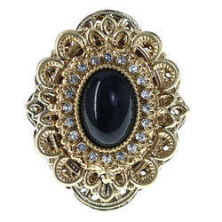 Mi Amore Ornate Adjustable-Ring Gold-Tone/Black Size: Adjustable