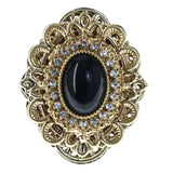 Mi Amore Ornate Adjustable-Ring Gold-Tone/Black Size: Adjustable