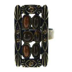 Mi Amore Adjustable-Ring Brown/Gold-Tone Size: Adjustable