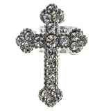 Mi Amore Cross Religious Flower Adjustable-Ring Silver-Tone Size: Adjustable