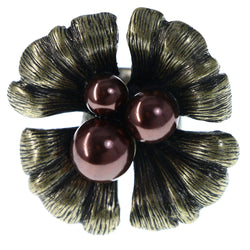 Mi Amore Flower Adjustable-Ring Gold-Tone/Brown Size: Adjustable
