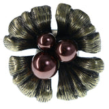 Mi Amore Flower Adjustable-Ring Gold-Tone/Brown Size: Adjustable