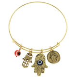 Mi Amore Hand Eye Bangle-Bracelet Gold-Tone & Blue