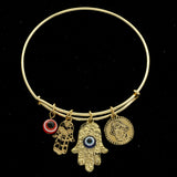 Mi Amore Hand Eye Bangle-Bracelet Gold-Tone & Blue