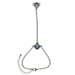 Mi Amore Ring Adjustable Extender Bangle-Bracelet Dark-Silver & Blue