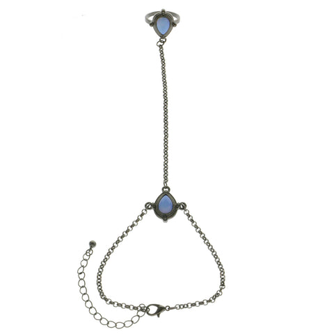 Mi Amore Ring Adjustable Extender Bangle-Bracelet Dark-Silver & Blue