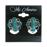 Mi Amore Clip-On-Earrings Silver-Tone/Blue