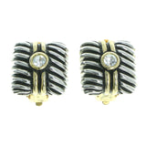 Mi Amore Square Shaped Clip-On-Earrings Silver-Tone/Gold-Tone