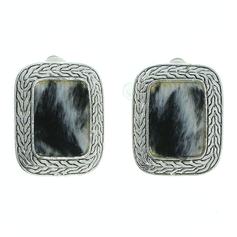 Mi Amore Cow Print Clip-On-Earrings Silver-Tone