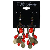 Mi Amore Antique Finish AB Finish Dangle-Earrings Gold-Tone & Red