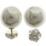 Mi Amore Reversible Ball Back Post-Earrings Silver-Tone/White