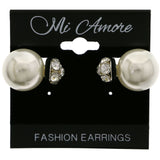 Mi Amore Reversible Ball Back Post-Earrings Silver-Tone/White