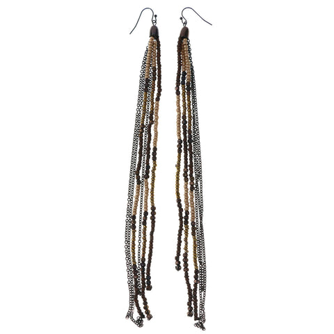 Mi Amore Dangle-Earrings Brown/Gold-Tone