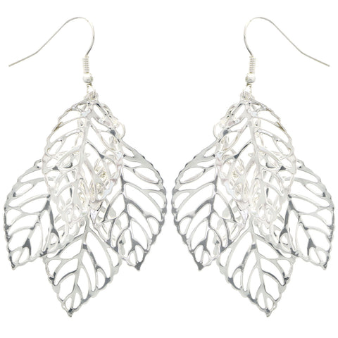 Mi Amore Leaf Dangle-Earrings Silver-Tone
