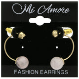 Mi Amore Rose Quartz Dangle-Earrings Gold-Tone/Pink