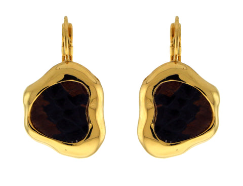 Gold-Tone Drop Dangle Earrings With Snake Skin Accent For Women TME1426-2