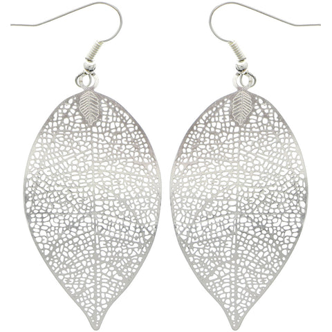 Mi Amore Leaf Dangle-Earrings Silver-Tone