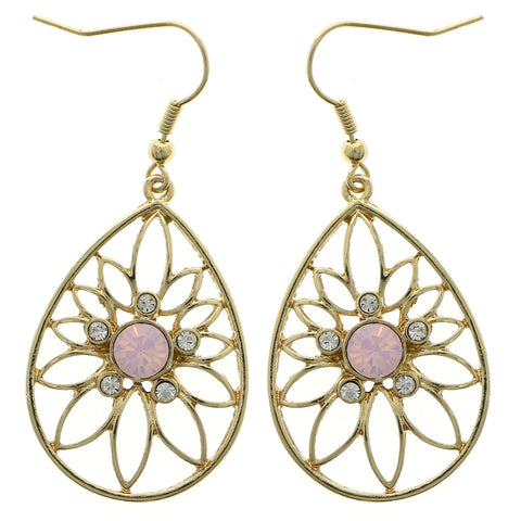 Mi Amore Flower Dangle-Earrings Gold-Tone/Pink
