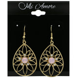 Mi Amore Flower Dangle-Earrings Gold-Tone/Pink