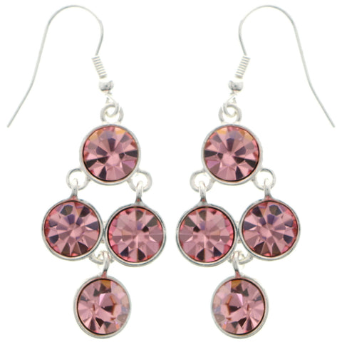 Mi Amore Dangle-Earrings Silver-Tone/Pink