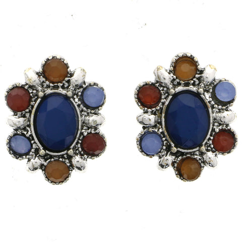 Mi Amore Stud-Earrings Silver-Tone/Blue