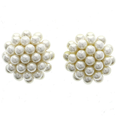 Mi Amore Post-Earrings Gold-Tone/White