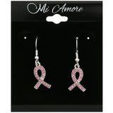 Mi Amore Cancer Awareness Ribbon Dangle-Earrings Silver-Tone/Pink