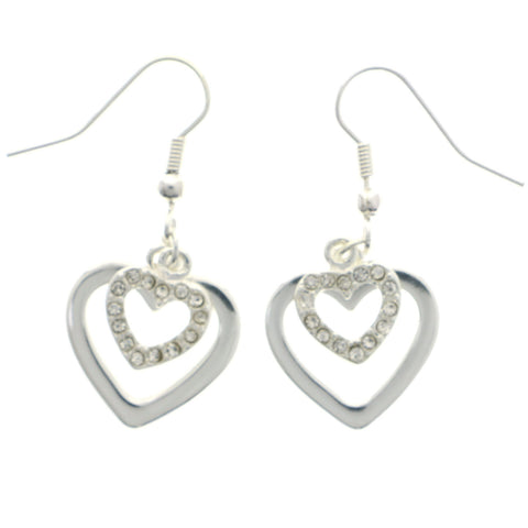 Mi Amore Heart Dangle-Earrings Silver-Tone