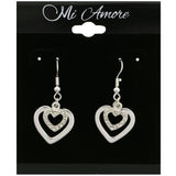 Mi Amore Heart Dangle-Earrings Silver-Tone