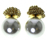Mi Amore Reversible ball back Stud-Earrings Gold-Tone/White