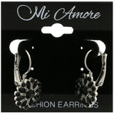 Mi Amore Flower Dangle-Earrings Silver-Tone/Black