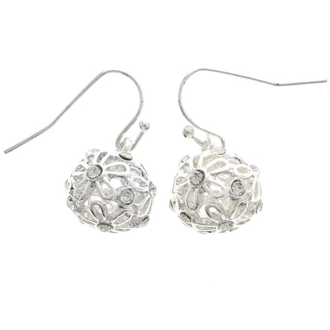 Mi Amore Cut-Out Flower  Dangle-Earrings Silver-Tone