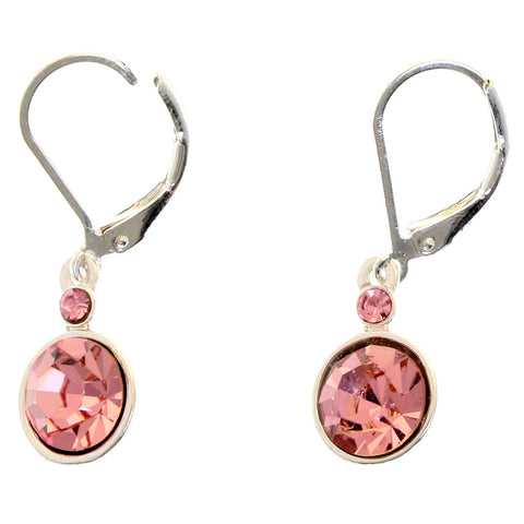 Mi Amore Drop-Dangle-Earrings Silver-Tone/Pink