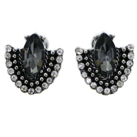 Mi Amore Post-Earrings Black/Silver-Tone