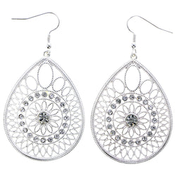 Mi Amore Flower Dangle-Earrings Silver-Tone