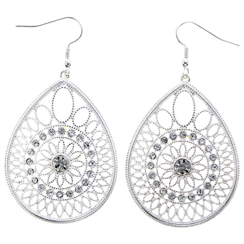 Mi Amore Flower Dangle-Earrings Silver-Tone