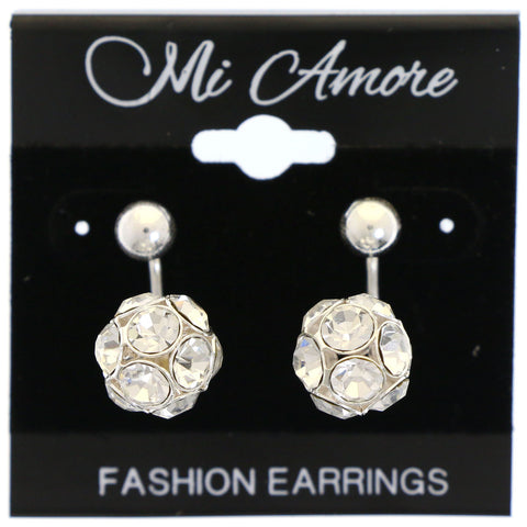 Mi Amore Drop-Dangle-Earrings Silver-Tone/White