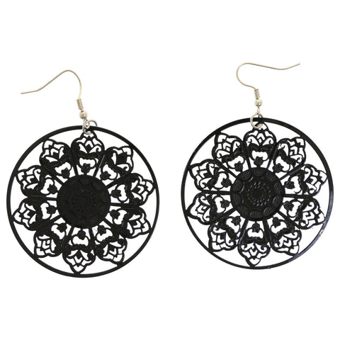 Mi Amore Flower Drop-Dangle-Earrings Black