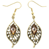 Mi Amore Leaf Filligree Dangle-Earrings Gold-Tone & Brown