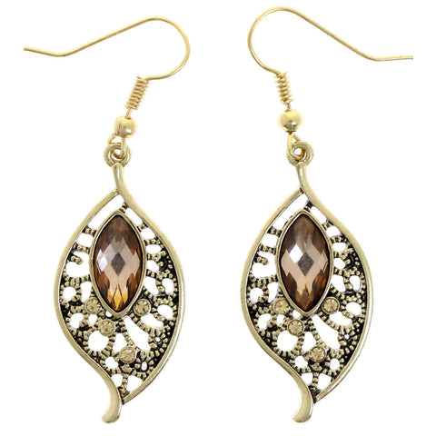Mi Amore Leaf Filligree Dangle-Earrings Gold-Tone & Brown