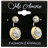 Mi Amore Boho Marble Drop-Dangle-Earrings Gold-Tone & White