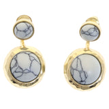 Mi Amore Boho Marble Drop-Dangle-Earrings Gold-Tone & White